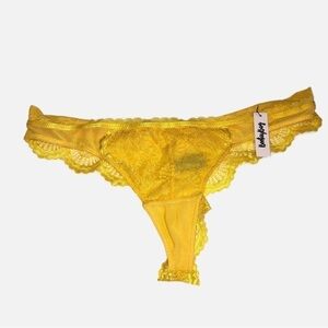 Bootaybag Yellow Lace Mesh Thong Size XL New Panties Underwear